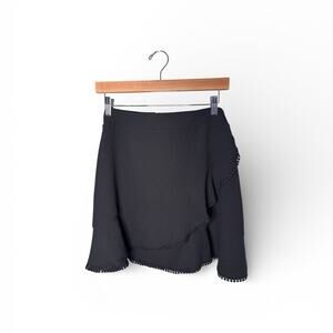 Cupcakes & Cashmere Black Wrap Belted Mini Skirt 10